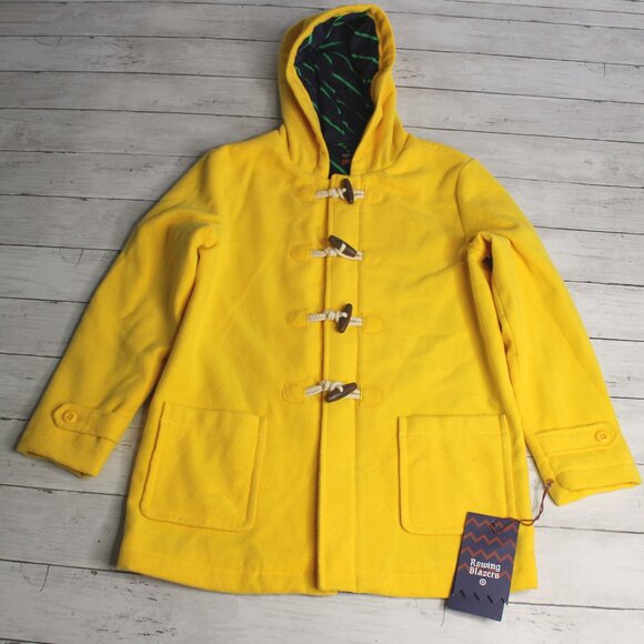 Rowing Girl's Duffle Coat Size L 10-12 Yellow Fleece Toggle Buttons - Picture 2 of 7